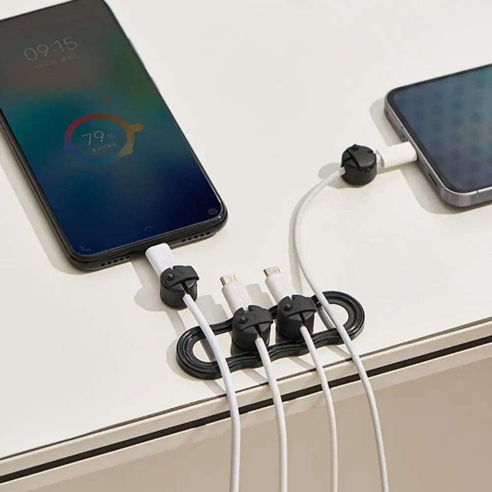 Magnetic Cord Holder with 4 Slots Adhesive Desk Cable Organizer Wire Management Clip Charging Cord Keeper for Home Office