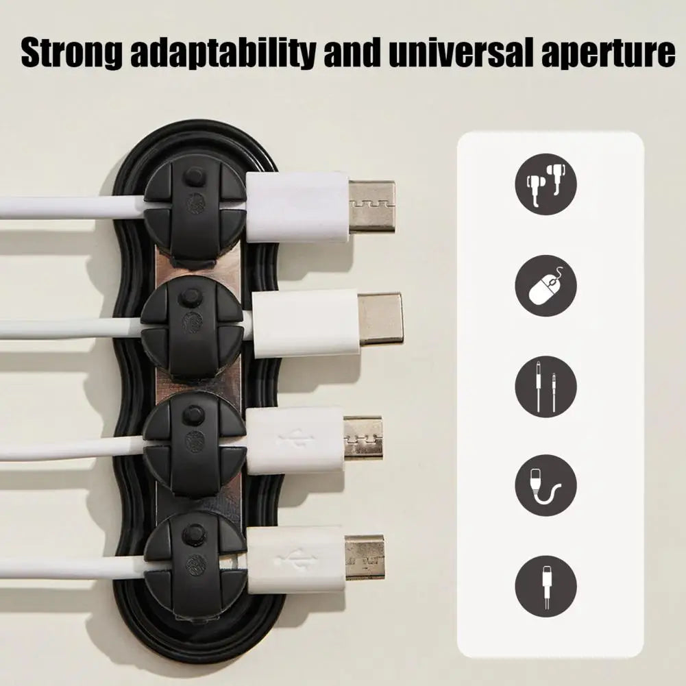 Magnetic Cord Holder with 4 Slots Adhesive Desk Cable Organizer Wire Management Clip Charging Cord Keeper for Home Office