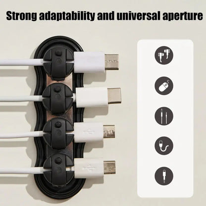 Magnetic Cord Holder with 4 Slots Adhesive Desk Cable Organizer Wire Management Clip Charging Cord Keeper for Home Office