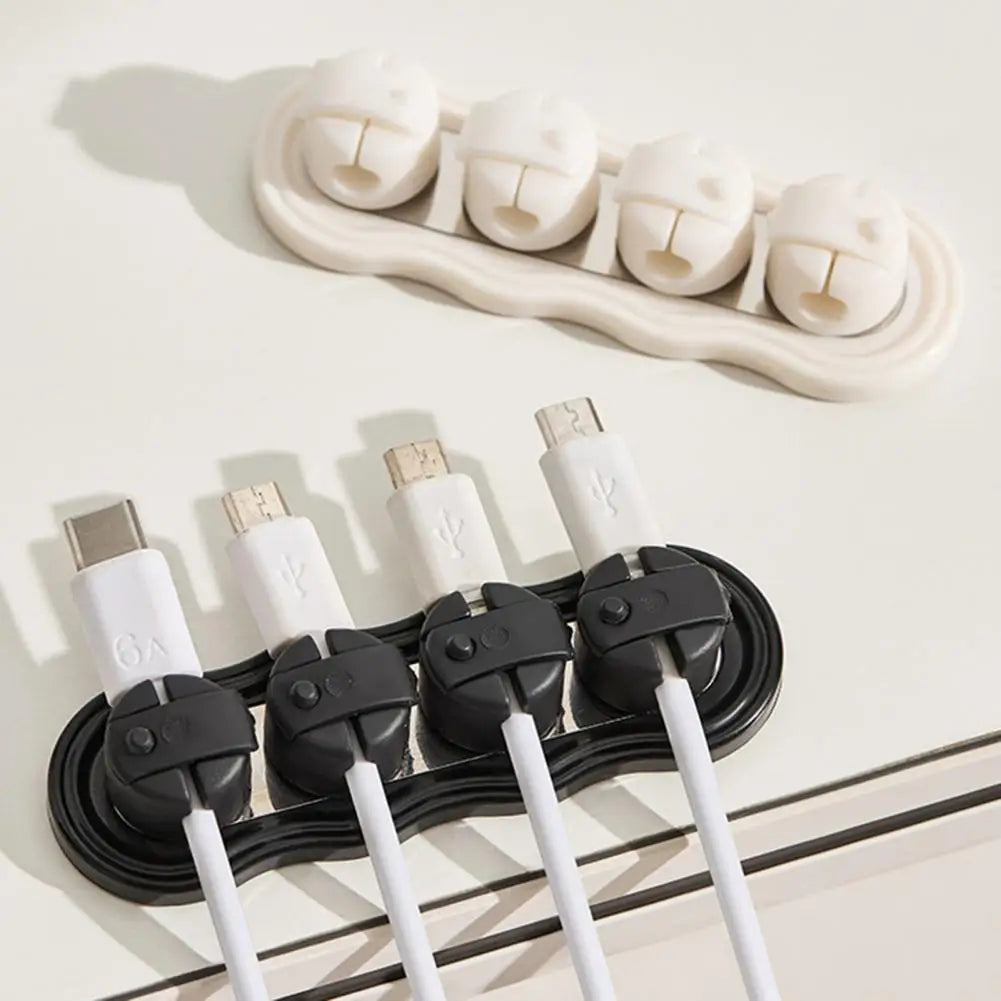 Magnetic Cord Holder with 4 Slots Adhesive Desk Cable Organizer Wire Management Clip Charging Cord Keeper for Home Office