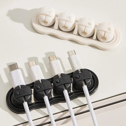 Magnetic Cord Holder with 4 Slots Adhesive Desk Cable Organizer Wire Management Clip Charging Cord Keeper for Home Office