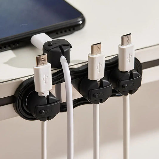 Magnetic Cord Holder with 4 Slots Adhesive Desk Cable Organizer Wire Management Clip Charging Cord Keeper for Home Office